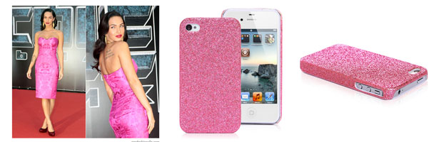 Pink-Glitter-iPhone-4-case-Megan-Fox-pink-dress-