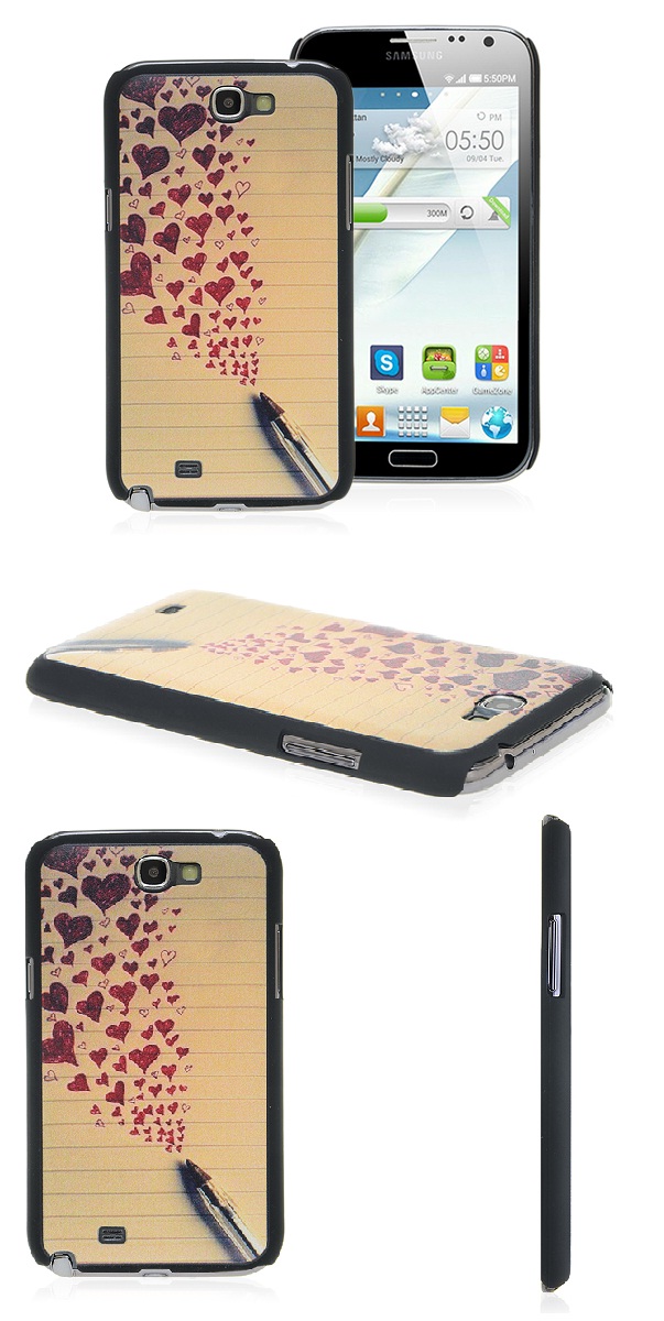 red cute hearts case for galaxy note ii