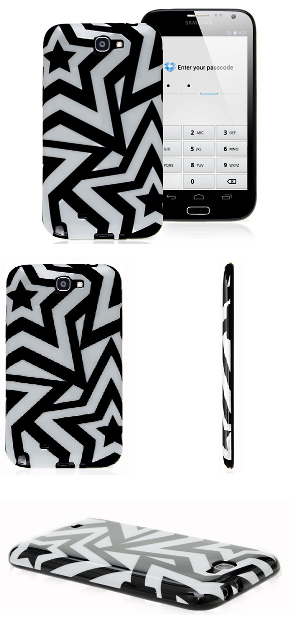 black and white stars fashion cases for galaxy note ii