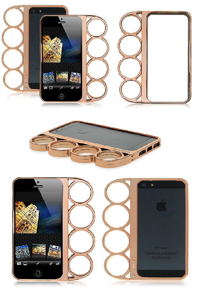 Famous Rihanna's iPhone 5 Knuckleduster Gold Cover Case Vogue Knuckle Bumper By Cellz
