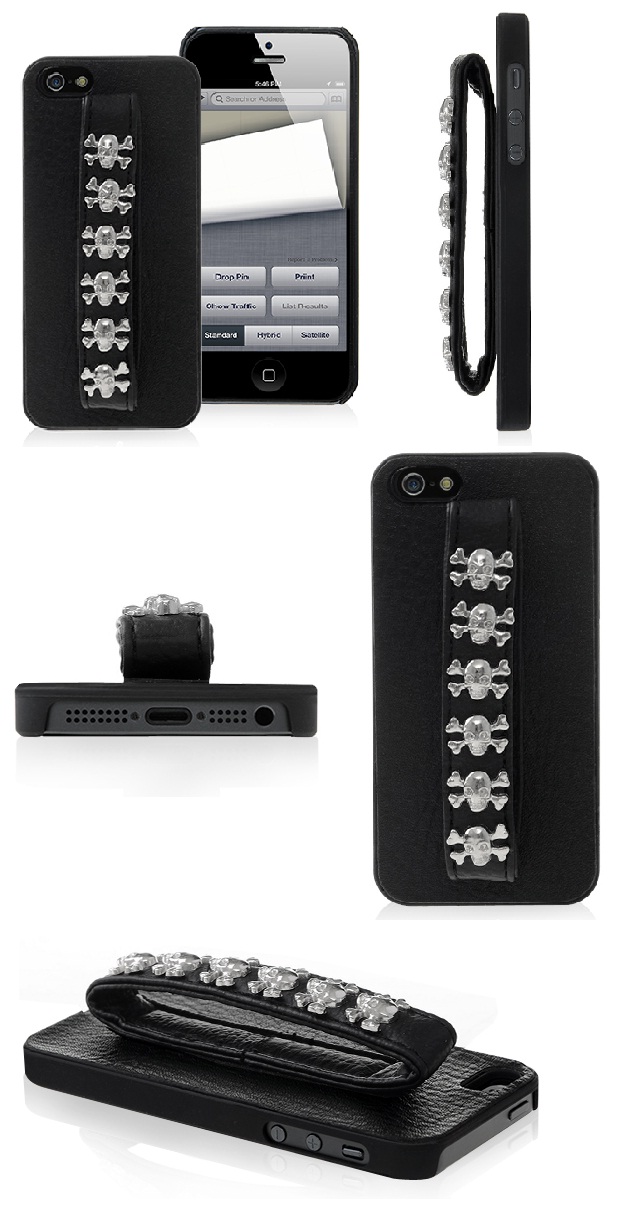rock  iphone 5 protective black leather case
