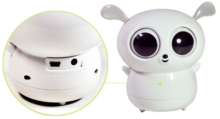 Lemur Shape Cute Mini Speaker with Lighting Ears - White