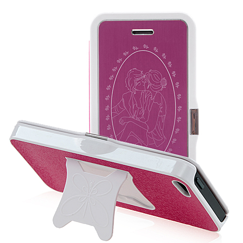 Magnetic Stand Wallet Case For iPhone 5 & 5S - Magenta