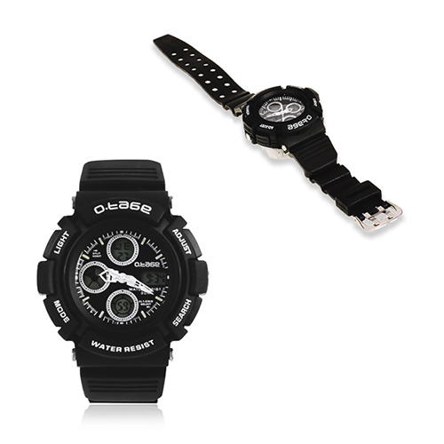 O.TAGE Multifunctional Sport Watch Rubber Band Waterproof Dual Time Display Wrist Watch
